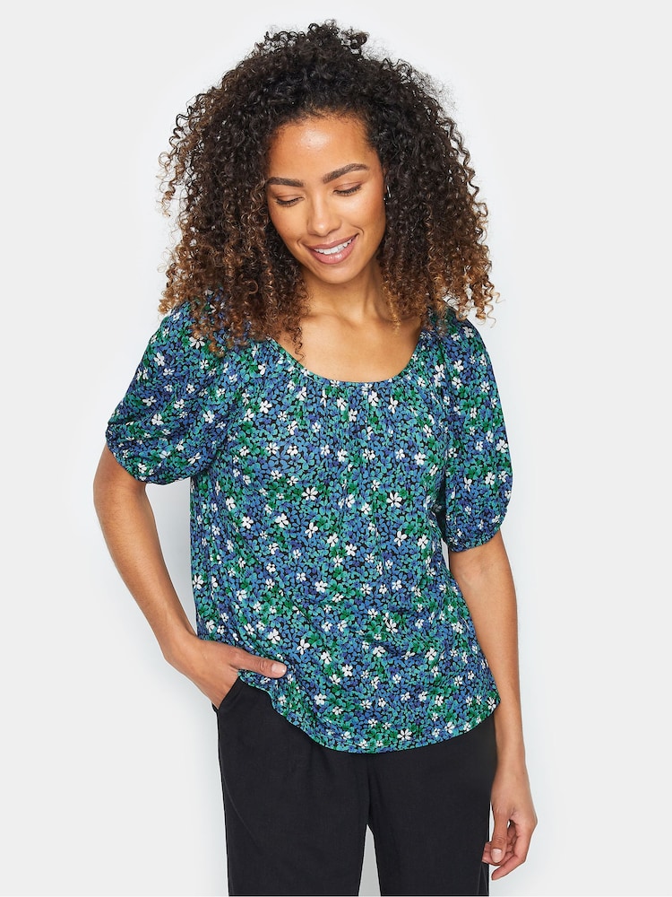 M&Co Ditsy Floral Short Sleeve Top - Imagem 1 de 5