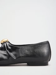 Friends Like These Black Faux Leather Gold Hardware Maryjane Ballerina Shoes - Image 4 of 4