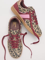 Friends Like These Leopard Animal Wide Fit Lace Up Slim Gum Sporty Trainers - Image 1 of 4