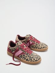 Friends Like These Leopard Animal Wide Fit Lace Up Slim Gum Sporty Trainers - Image 2 of 4