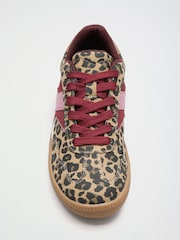 Friends Like These Leopard Animal Wide Fit Lace Up Slim Gum Sporty Trainers - Image 3 of 4