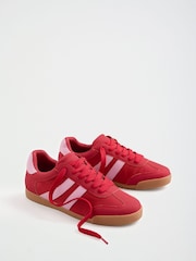 Friends Like These Red/Pink Standard Fit Lace-Up Retro Gumsole Sports Trainers - Image 2 of 4