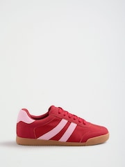 Friends Like These Red/Pink Standard Fit Lace-Up Retro Gumsole Sports Trainers - Image 4 of 4