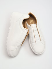 Friends Like These White Faux Leather Wide Fit Elastic Lace Slip On Platform Casual Trainers - Image 1 of 4