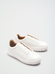 Friends Like These White Faux Leather Wide Fit Elastic Lace Slip On Platform Casual Trainers - Image 2 of 4