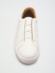 Friends Like These White Faux Leather Wide Fit Elastic Lace Slip On Platform Casual Trainers - Image 3 of 4