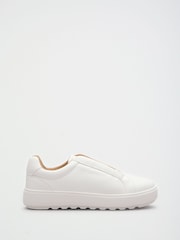 Friends Like These White Faux Leather Wide Fit Elastic Lace Slip On Platform Casual Trainers - Image 4 of 4