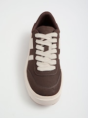 Friends Like These Chocolate Brown Faux Suede Lace Up Chunky Skater Trainers - Image 3 of 4