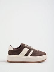 Friends Like These Chocolate Brown Faux Suede Lace Up Chunky Skater Trainers - Image 4 of 4