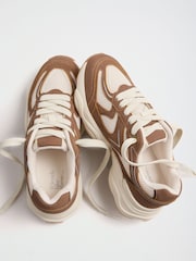 Friends Like These Mocha Brown Faux Suede Chunky Lace Up Active Trainers - Image 1 of 4