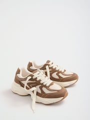 Friends Like These Mocha Brown Faux Suede Chunky Lace Up Active Trainers - Image 2 of 4