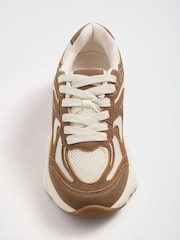 Friends Like These Mocha Brown Faux Suede Chunky Lace Up Active Trainers - Image 3 of 4