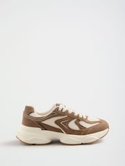 Friends Like These Mocha Brown Faux Suede Chunky Lace Up Active Trainers - Image 4 of 4