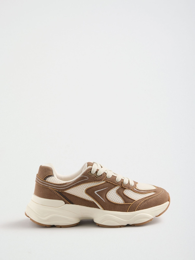Friends Like These Mocha Brown Faux Suede Chunky Lace Up Active Trainers - Image 4 of 4