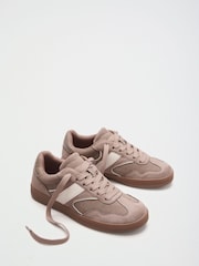 Friends Like These Mocha Brown Wide Fit Lace Up Slim Gum Sporty Trainers - Image 2 of 3