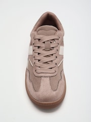 Friends Like These Mocha Brown Wide Fit Lace Up Slim Gum Sporty Trainers - Image 3 of 3