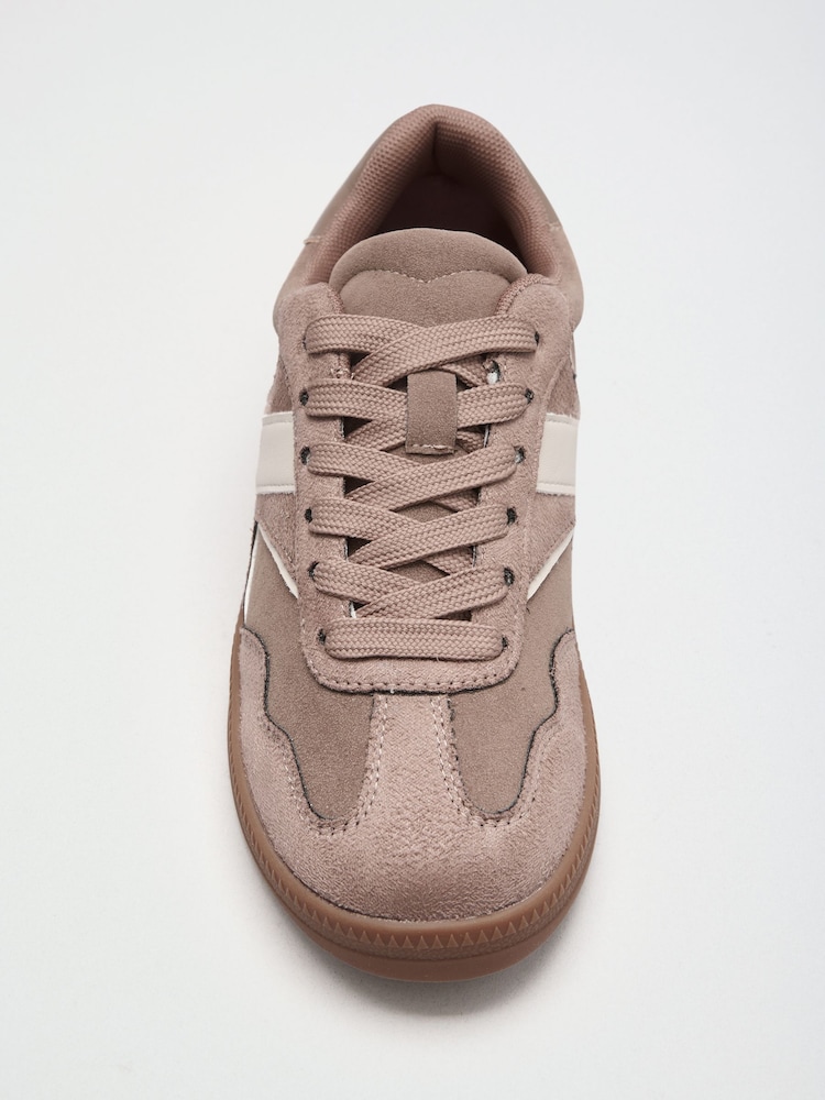 Friends Like These Mocha Brown Wide Fit Lace Up Slim Gum Sporty Trainers - Image 3 of 3 Friends Like These Mocha Brown Wide Fit Lace Up Slim Gum Sporty Trainers - Image 3 of 3