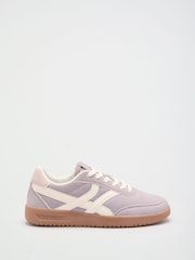 Friends Like These Grey/Ecru Faux Suede Cross Over Panel Lace Up Gumsole Sports Trainers - Image 4 of 4