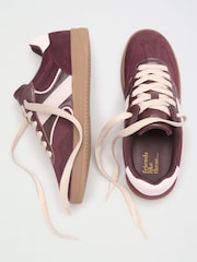 Friends Like These Burgundy Red Wide Fit Lace Up Slim Gum Sporty Trainers - Image 1 of 4