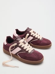 Friends Like These Burgundy Red Wide Fit Lace Up Slim Gum Sporty Trainers - Image 2 of 4