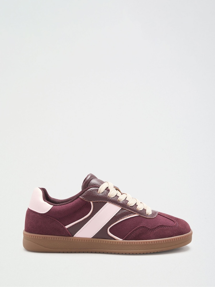 Friends Like These Burgundy Red Wide Fit Lace Up Slim Gum Sporty Trainers - Image 4 of 4 Friends Like These Burgundy Red Wide Fit Lace Up Slim Gum Sporty Trainers - Image 4 of 4