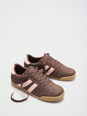 Friends Like These Chocolate Brown Standard Fit Lace-Up Retro Gumsole Sports Trainers - Image 2 of 4
