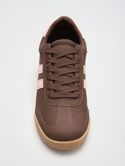 Friends Like These Chocolate Brown Standard Fit Lace-Up Retro Gumsole Sports Trainers - Image 3 of 4