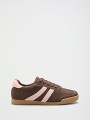 Friends Like These Chocolate Brown Standard Fit Lace-Up Retro Gumsole Sports Trainers - Image 4 of 4