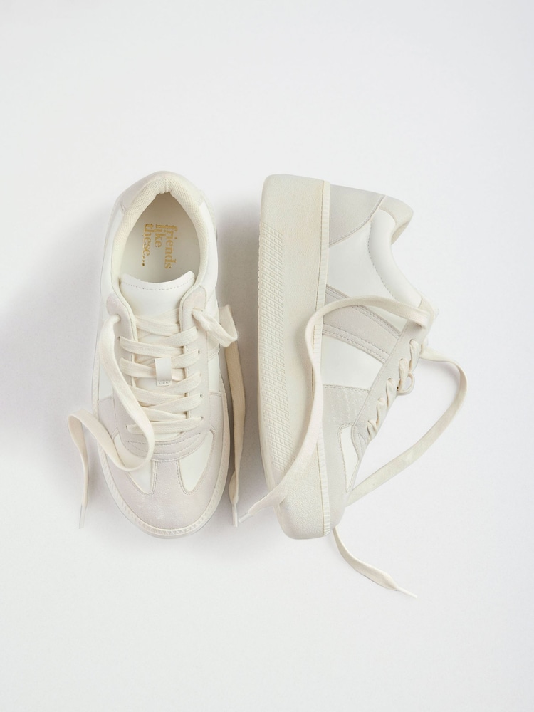 Friends Like These White Faux Suede Leather Mix Lace Up Chunky Trainers - Image 1 of 4