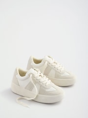 Friends Like These White Faux Suede Leather Mix Lace Up Chunky Trainers - Image 2 of 4