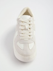 Friends Like These White Faux Suede Leather Mix Lace Up Chunky Trainers - Image 3 of 4