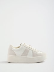 Friends Like These White Faux Suede Leather Mix Lace Up Chunky Trainers - Image 4 of 4