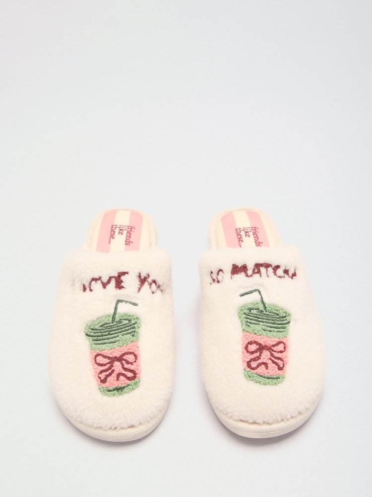 Cream - Friends Like These Borg Cosy Matcha Mule Slippers - 4এর মধ্যে 1 ছবি Cream - Friends Like These Borg Cosy Matcha Mule Slippers - 4এর মধ্যে 1 ছবি