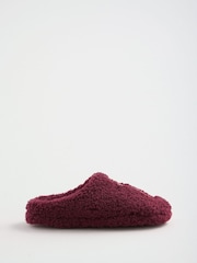Friends Like These Burgundy Red Dog Motif Borg Cosy Mule Slippers - Image 2 of 4