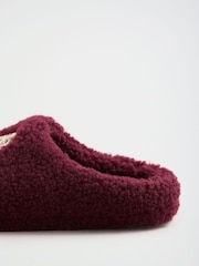 Friends Like These Burgundy Red Dog Motif Borg Cosy Mule Slippers - Image 4 of 4