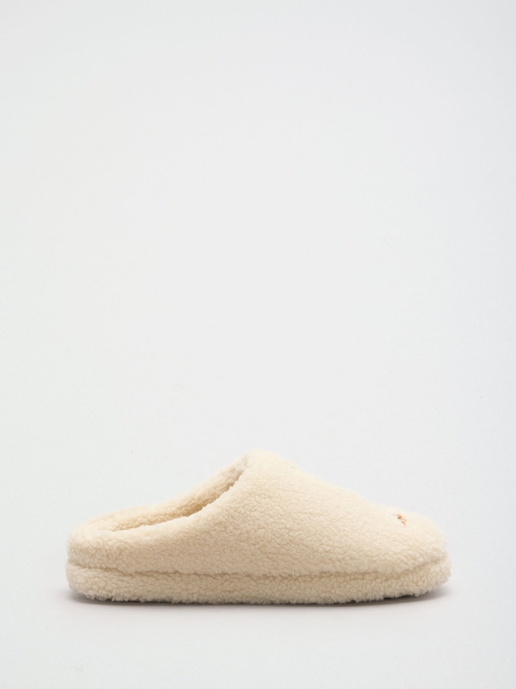 Friends Like These Cream Christmas Dog Motif Borg Cosy Mule Slippers - Image 2 of 4 Friends Like These Cream Christmas Dog Motif Borg Cosy Mule Slippers - Image 2 of 4