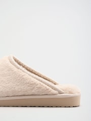 Friends Like These Cream Faux Fur Tape Detail Mule Slippers - Image 4 of 5