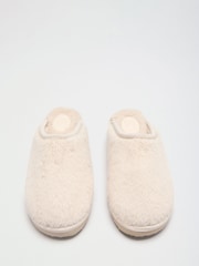 Friends Like These Cream Faux Fur Tape Detail Mule Slippers - Image 5 of 5
