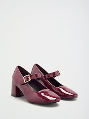 Friends Like These Red Patent Standard Fit Round Toe Mid Block Heel Mary Jane Court Shoes - Image 1 of 5