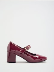Friends Like These Red Patent Standard Fit Round Toe Mid Block Heel Mary Jane Court Shoes - Image 2 of 5