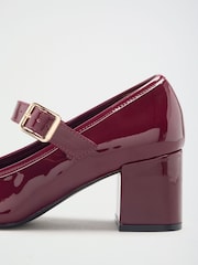 Friends Like These Red Patent Standard Fit Round Toe Mid Block Heel Mary Jane Court Shoes - Image 3 of 5