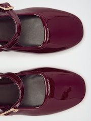 Friends Like These Red Patent Standard Fit Round Toe Mid Block Heel Mary Jane Court Shoes - Image 4 of 5