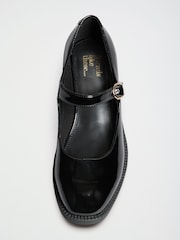 Friends Like These Black Wide Fit Low Block Heel Buckle Patent Faux Leather Maryjane Shoes - Image 3 of 4