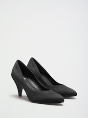 Friends Like These Black Wide Fit Faux Suede Round Toe Low Heel Court Shoes - Image 1 of 5