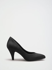 Friends Like These Black Wide Fit Faux Suede Round Toe Low Heel Court Shoes - Image 2 of 5