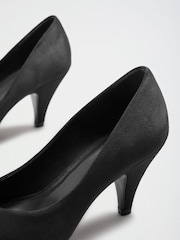 Friends Like These Black Wide Fit Faux Suede Round Toe Low Heel Court Shoes - Image 4 of 5