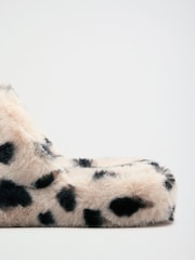 Крем - Friends Like These Spot Print Faux Fur Mule Slippers - 5суретінің 4 суреті