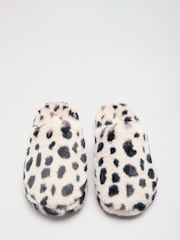 Крем - Friends Like These Spot Print Faux Fur Mule Slippers - 5суретінің 5 суреті
