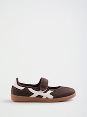 Friends Like These Chocolate Brown Flat Mary Jane Ballerina Style Trainers - Image 2 of 4