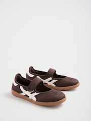 Friends Like These Chocolate Brown Flat Mary Jane Ballerina Style Trainers - Image 3 of 4